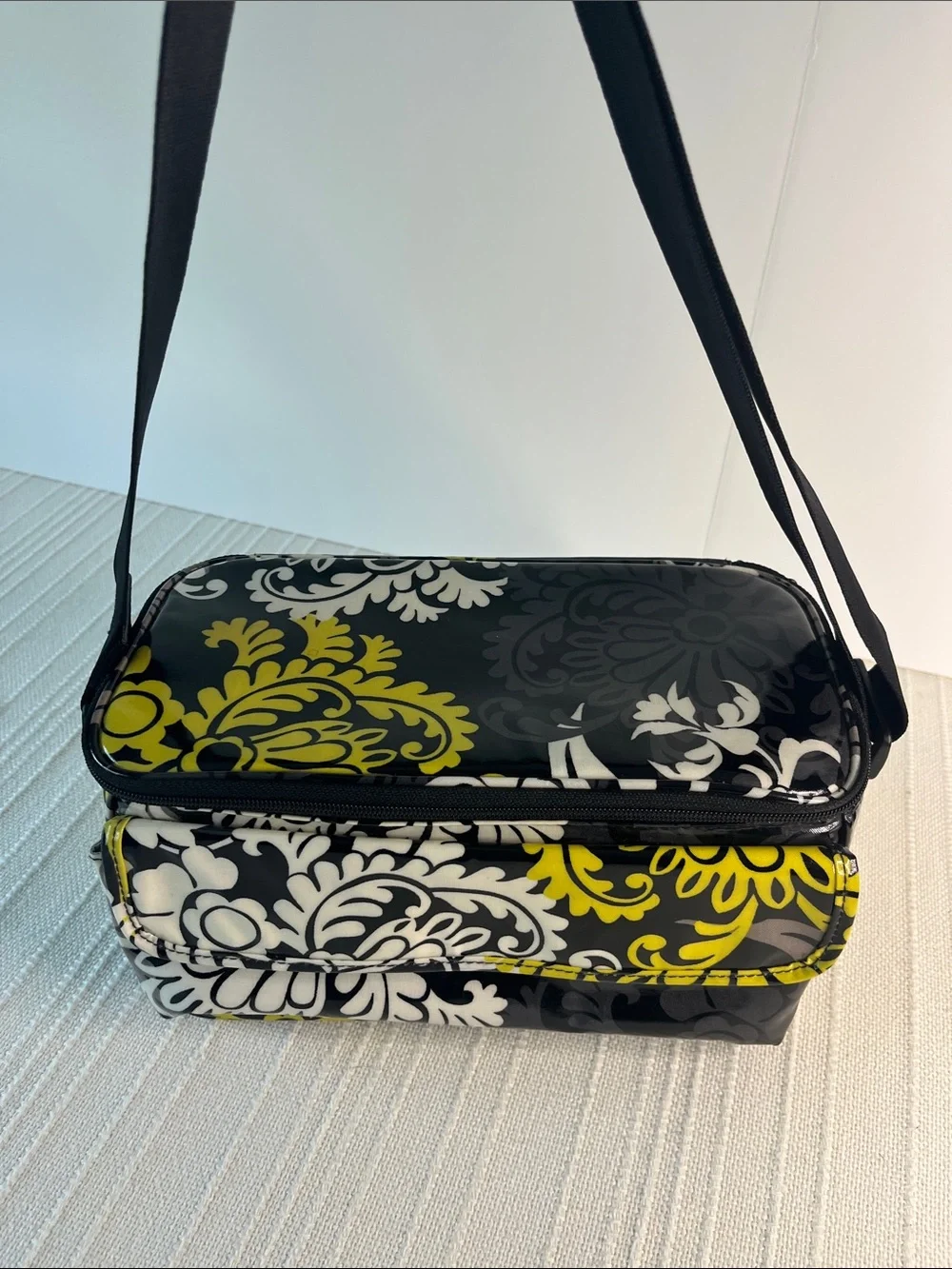 Vera Bradley Black Yellow Floral Shoulder Cosmetic Case